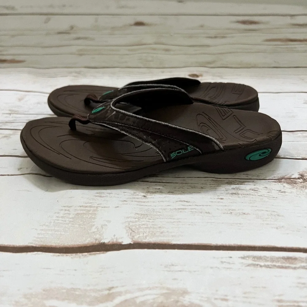 SOLE Flip Flop Sandals Brown Orthopedic Contoured Footbed W5